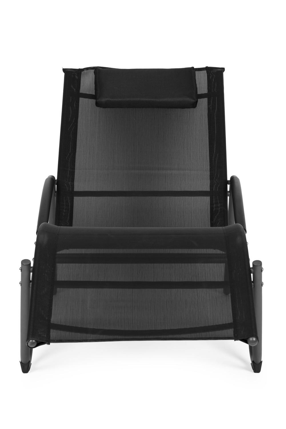 Northix Lettino da giardino, sedia reclinabile con poggiatesta, struttura in acciaio, nero, MultiGarden  