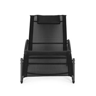 Northix Lettino da giardino, sedia reclinabile con poggiatesta, struttura in acciaio, nero, MultiGarden  