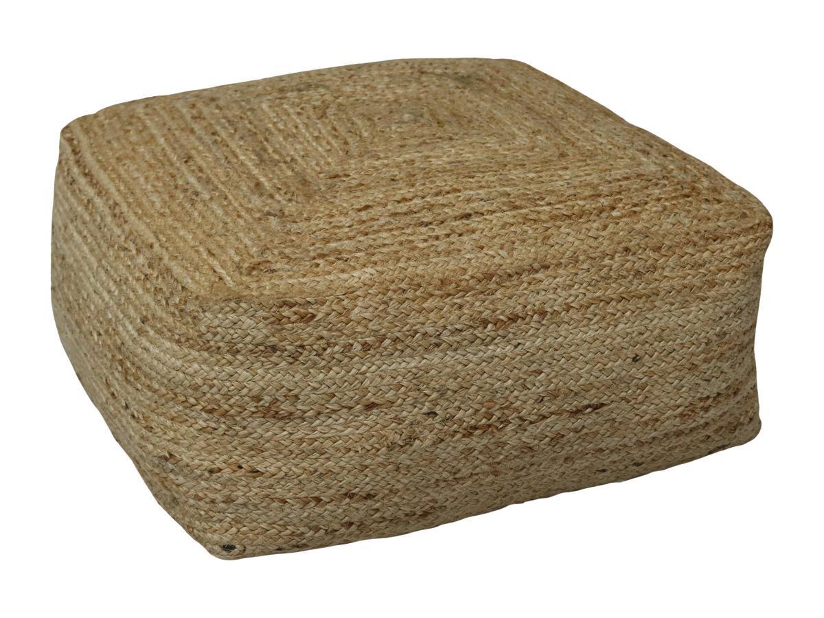 Vente-unique Pouf carré en rotin naturel clair REVADRI  