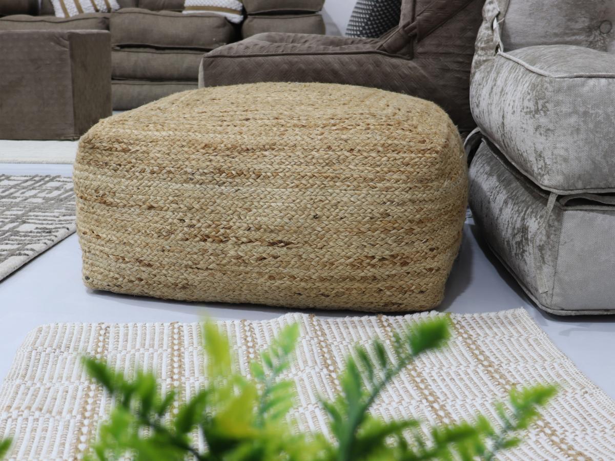 Vente-unique Pouf quadrata in Giunco Naturale chiaro  - REVADRI  