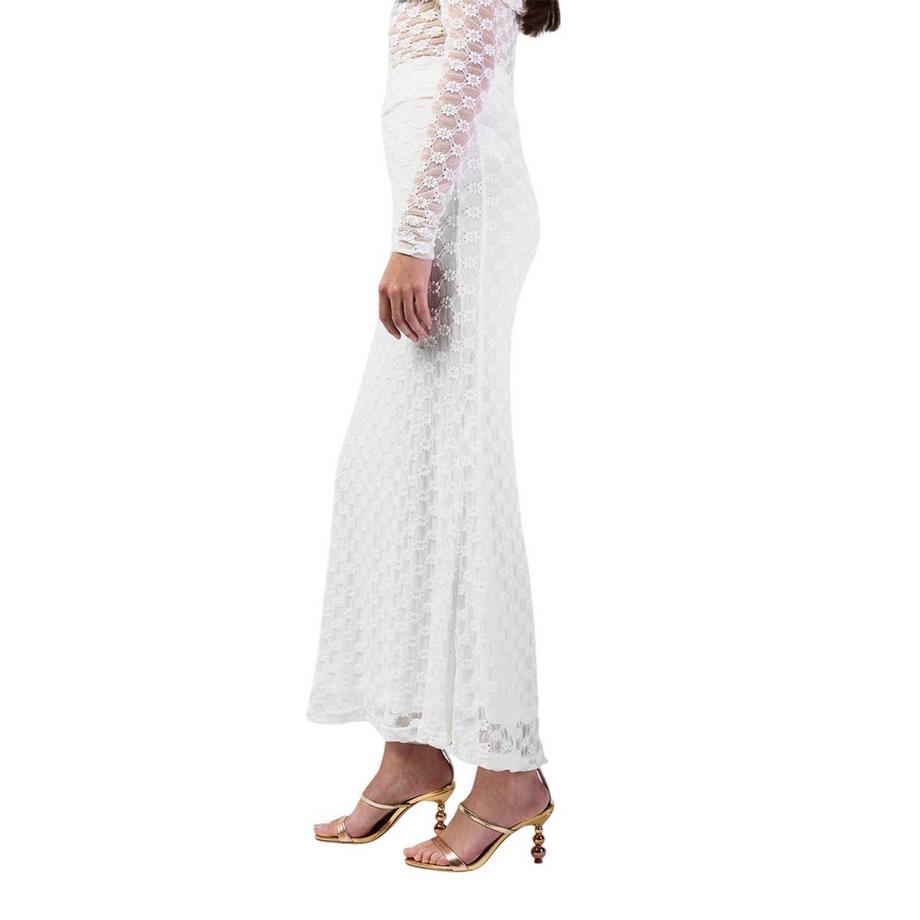 Bardot Jupe Longue en Dentelle Taille Mi-Haute  