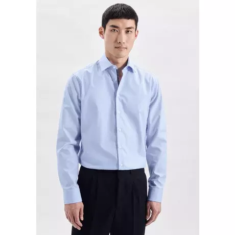 Seidensticker Business Hemd Regular Fit Langarm Uni  Blau
