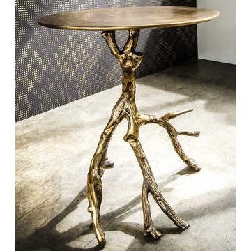 Tavolino laterale Branch oro tondo 42x42 cm