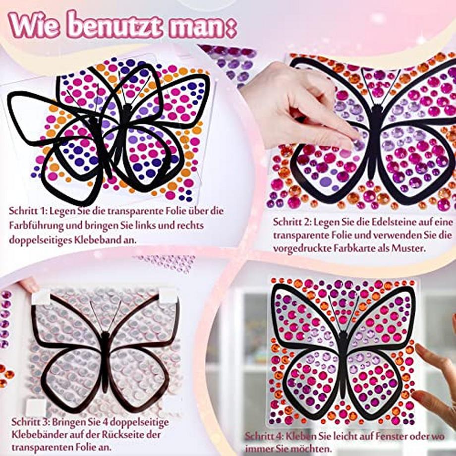 Activity-board  Sonnenfänger-Bastelsets für Kinder, Kunsthandwerk für Kinder, DIY-Diamant-Spielzeug für Mädchen, Fenster-Edelstein-Kunst-Set mit 4 Themen 