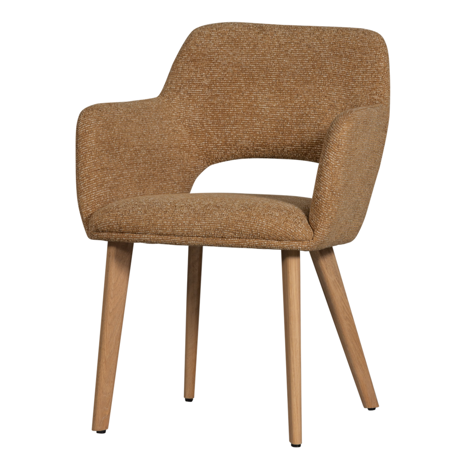 Fauteuil Murat jaune avec pied en bois naturel