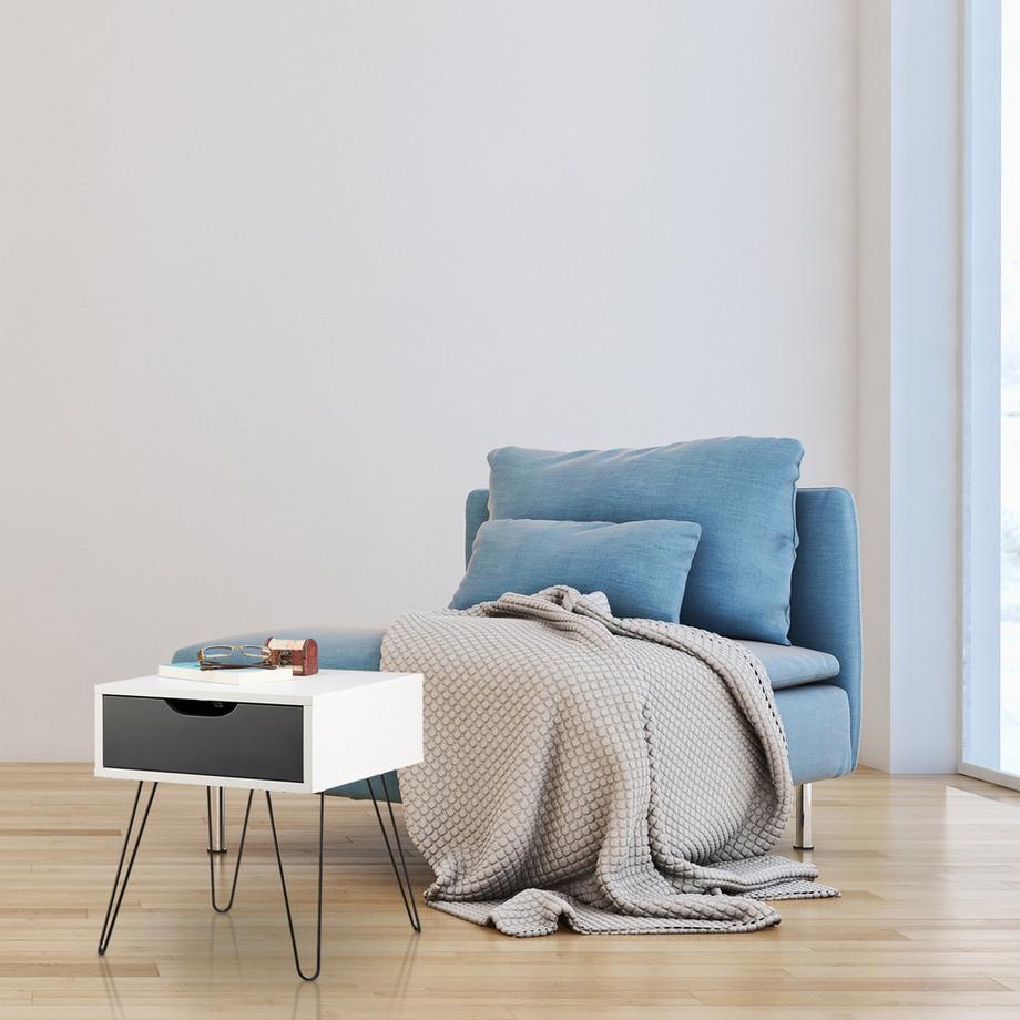 B2X Weiß-grauer Nachttisch  