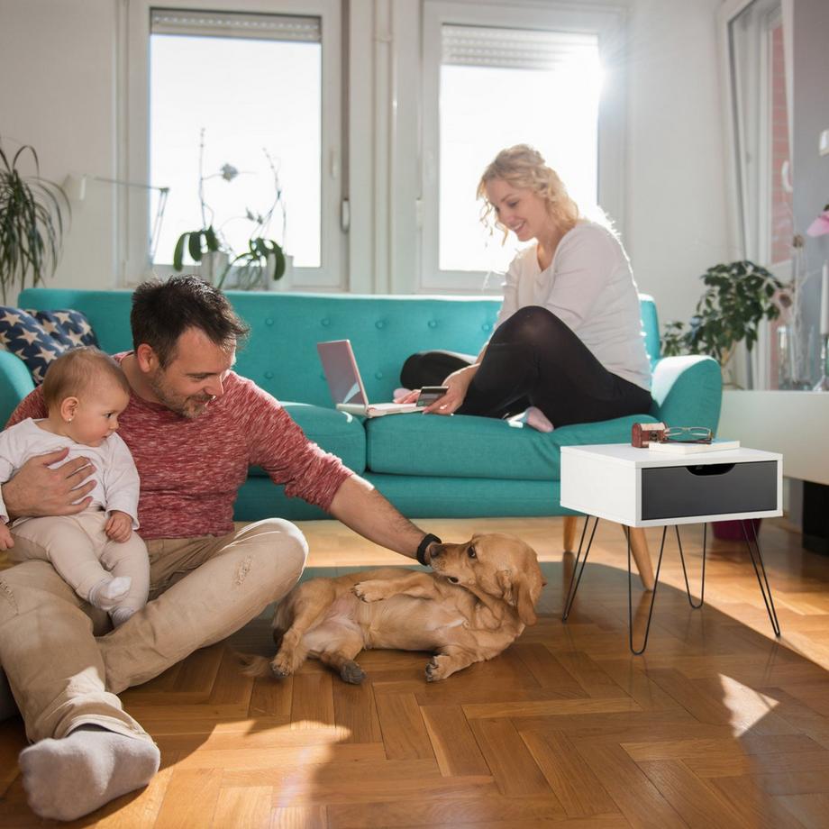 B2X Weiß-grauer Nachttisch  