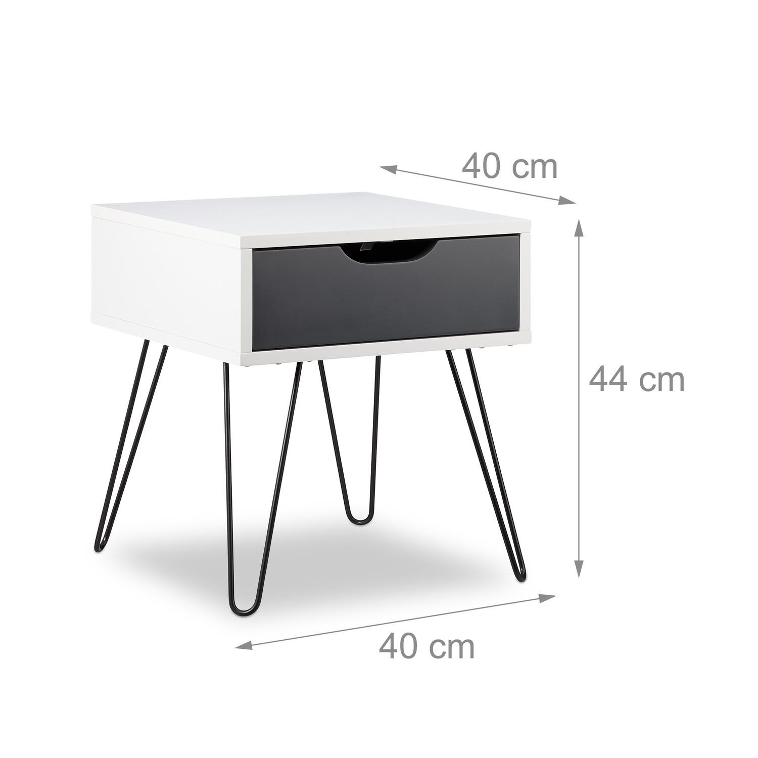 B2X Table de chevet blanche et grise  