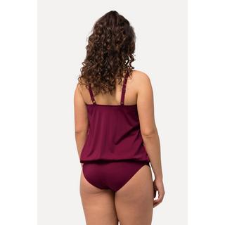 Ulla Popken  Tankini con fiori, materiale riciclato, spalline regolabili e coppe morbide 