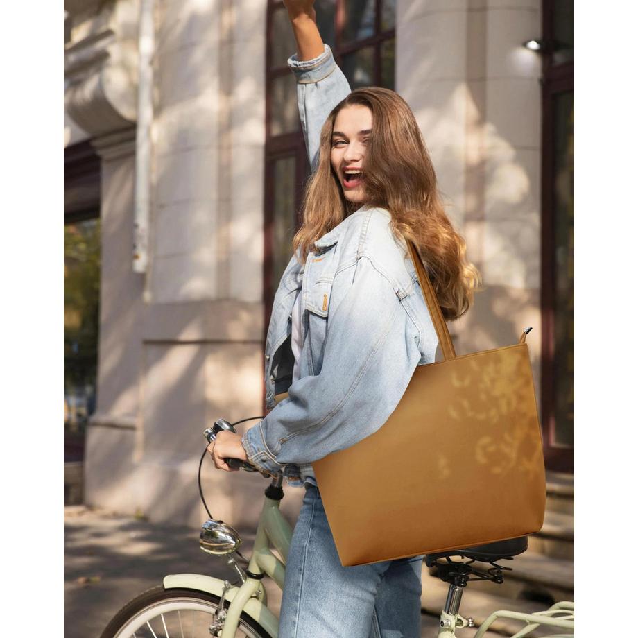Only-bags.store Wasserdichte Einkaufstasche mit Reissverschluss Leichte Shopper Umhängetasche für Uni Arbeit  