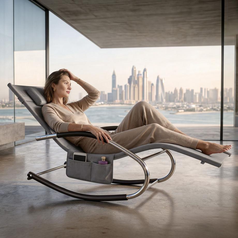 Tectake Chaise longue TAYA ergonomique avec balancement doux Lot de 2  