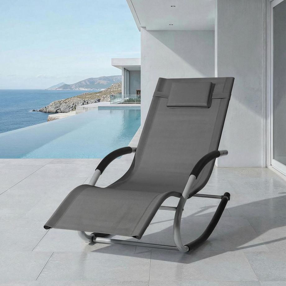Tectake Chaise longue TAYA ergonomique avec balancement doux Lot de 2  
