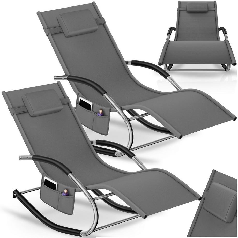 Chaise longue TAYA ergonomique avec balancement doux Lot de 2
