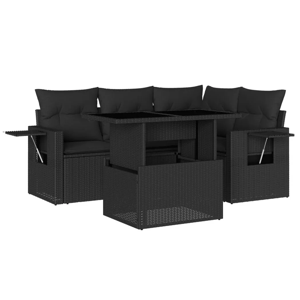 VidaXL - Garten sofagarnitur poly-rattan, One Size, Schwarz