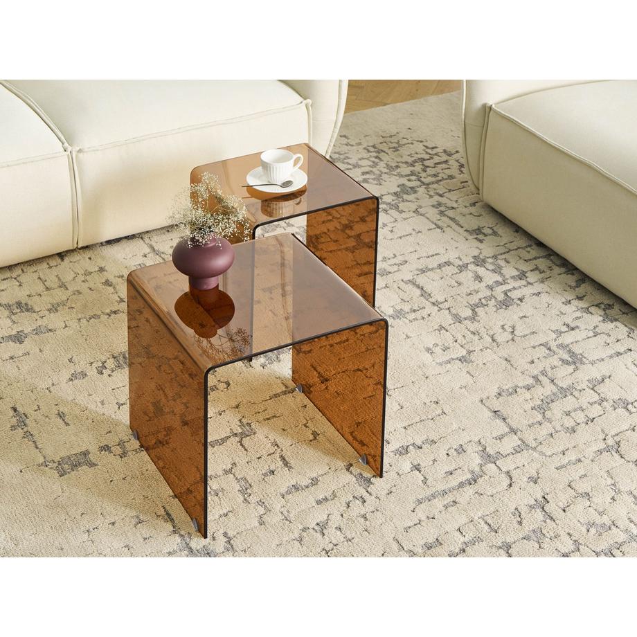 Beliani Lot de 2 tables d'appoint en Verre de sécurité Rétro KENDALL  