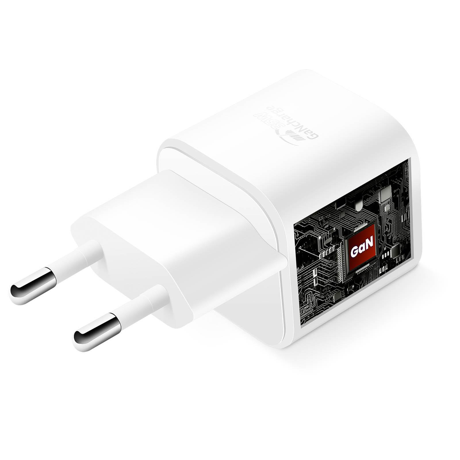 SWISSTEN  Chargeur GaN 35W + Câble USB C Blanc 