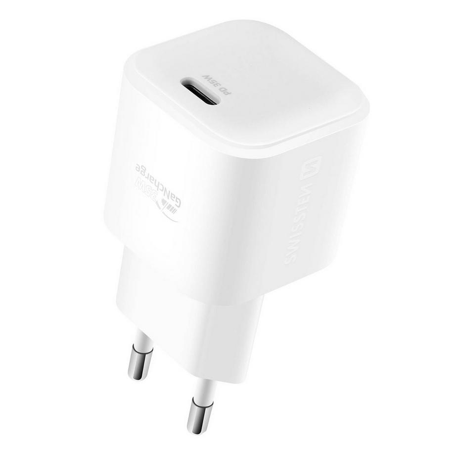 SWISSTEN  35W GaN Ladegerät + USB-C Kabel Weiß 