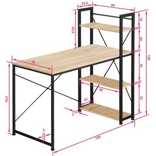 Tectake Bureau informatique HERSHEY 122x61x120cm  