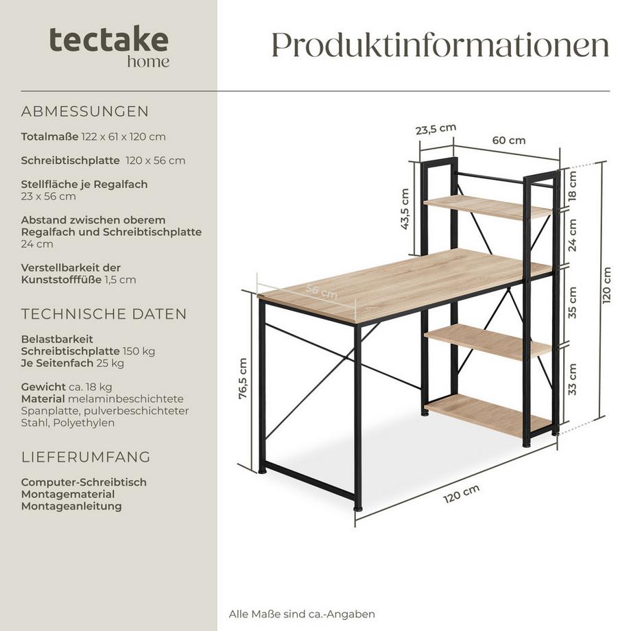 Tectake Scrivania da computer Hershey stile industriale  