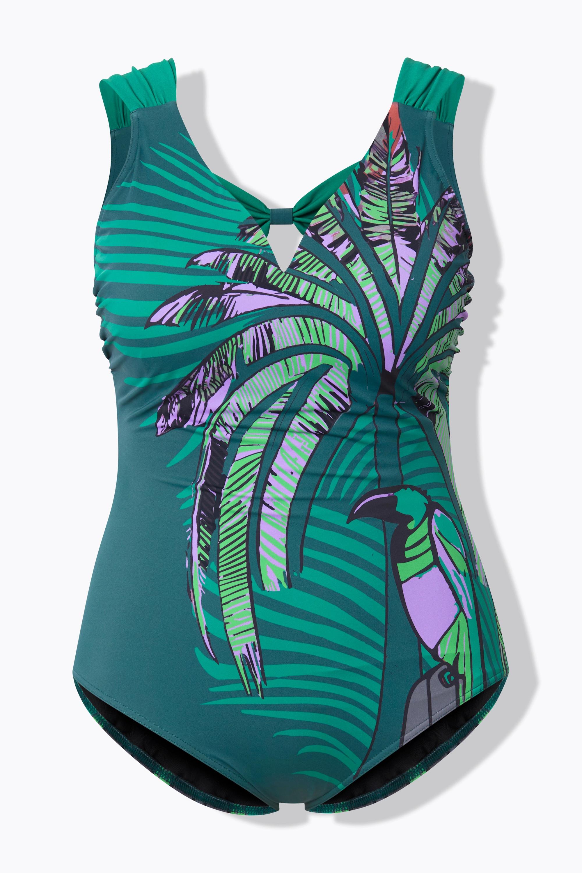 Ulla Popken Maillot de bain motif jungle Bonnets souples Ruban dos  