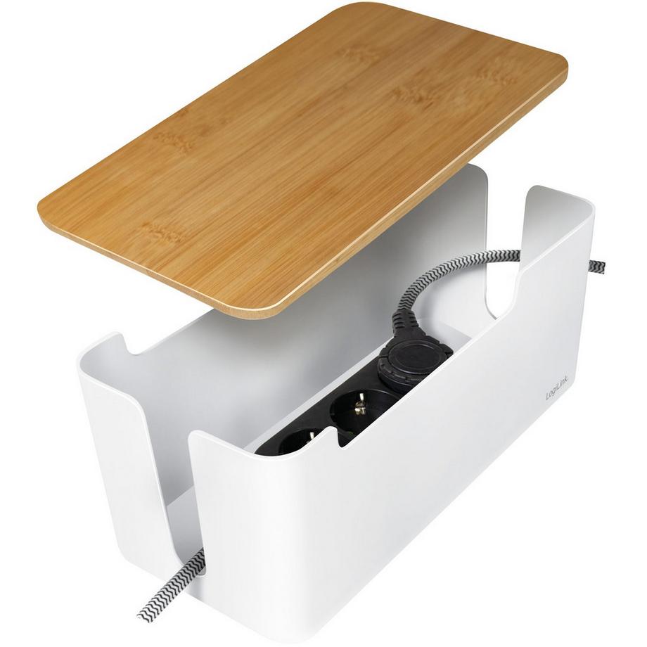 LogiLink  Boîte à câbles - Cache-câbles avec couvercle en bambou 32x14x13cm 