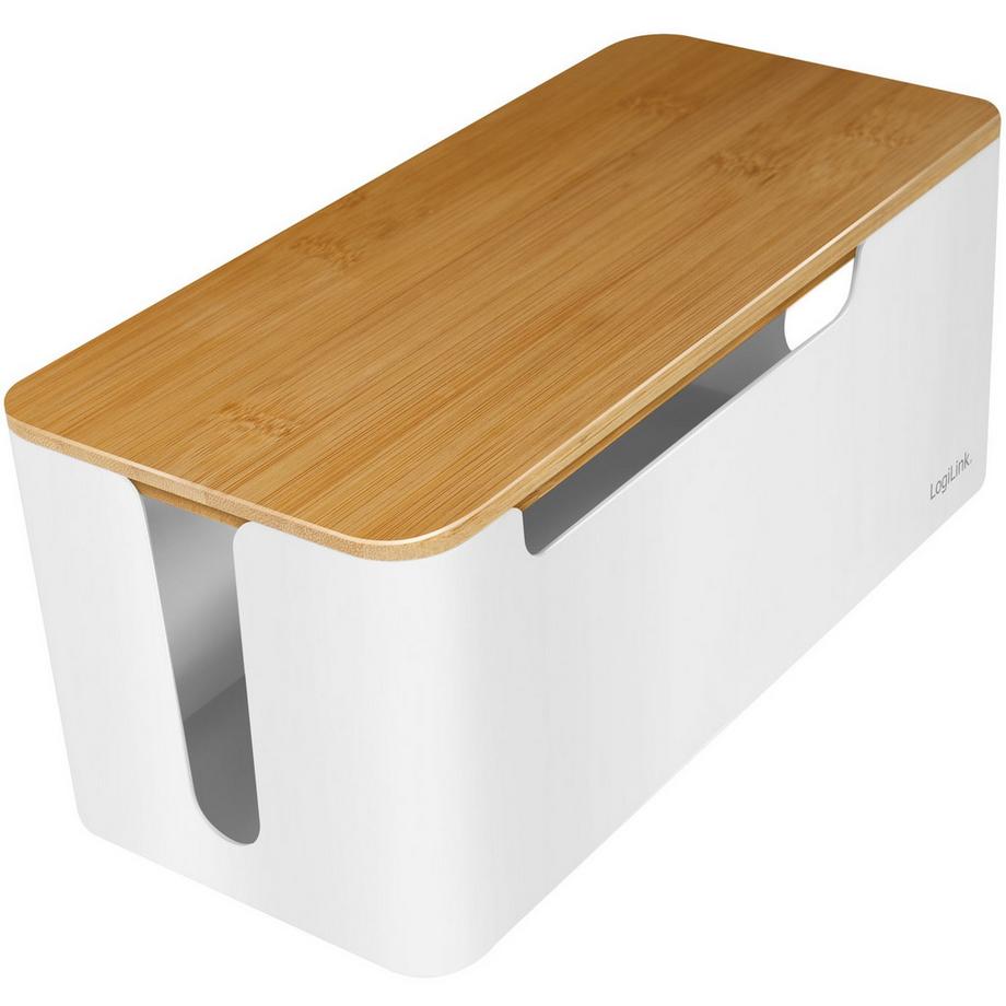 LogiLink  Boîte à câbles - Cache-câbles avec couvercle en bambou 32x14x13cm 
