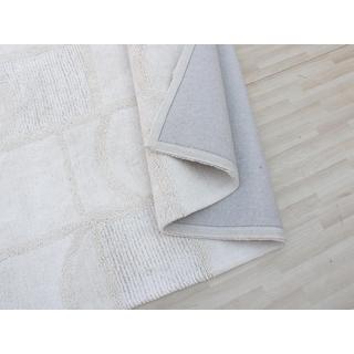 Vente-unique  Tapis en relief en coton fait à la main - 200 x 290 cm - 1800g/m2 - Ivoire - HAZELA 