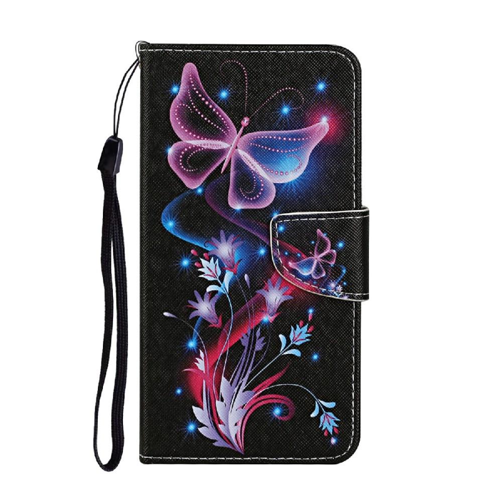 Cover-Discount  Galaxy A22 4G - Leder Hülle Schmetterling Schwarz 