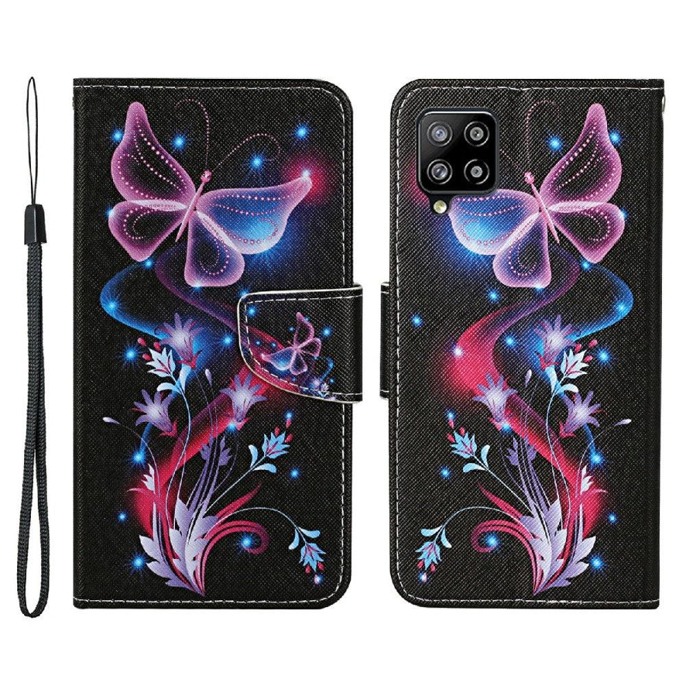 Cover-Discount  Galaxy A22 4G - Leder Hülle Schmetterling Schwarz 