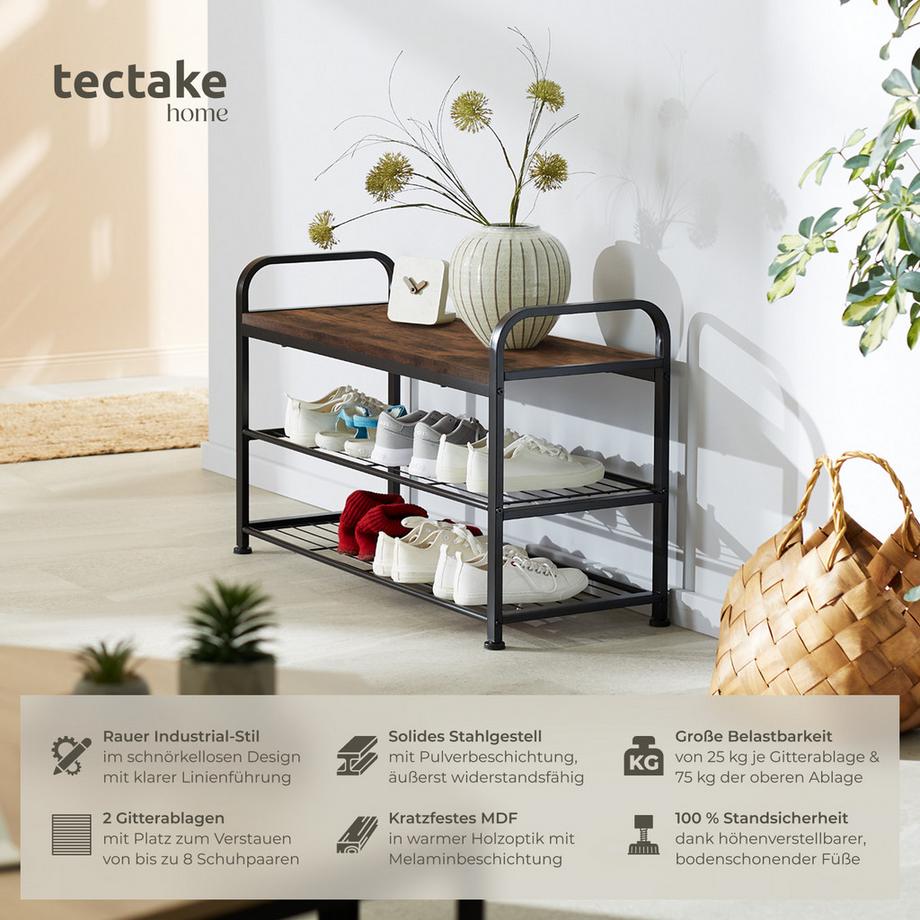 Tectake Schuhregal Southampton Industrial Style Holz und Stahl  