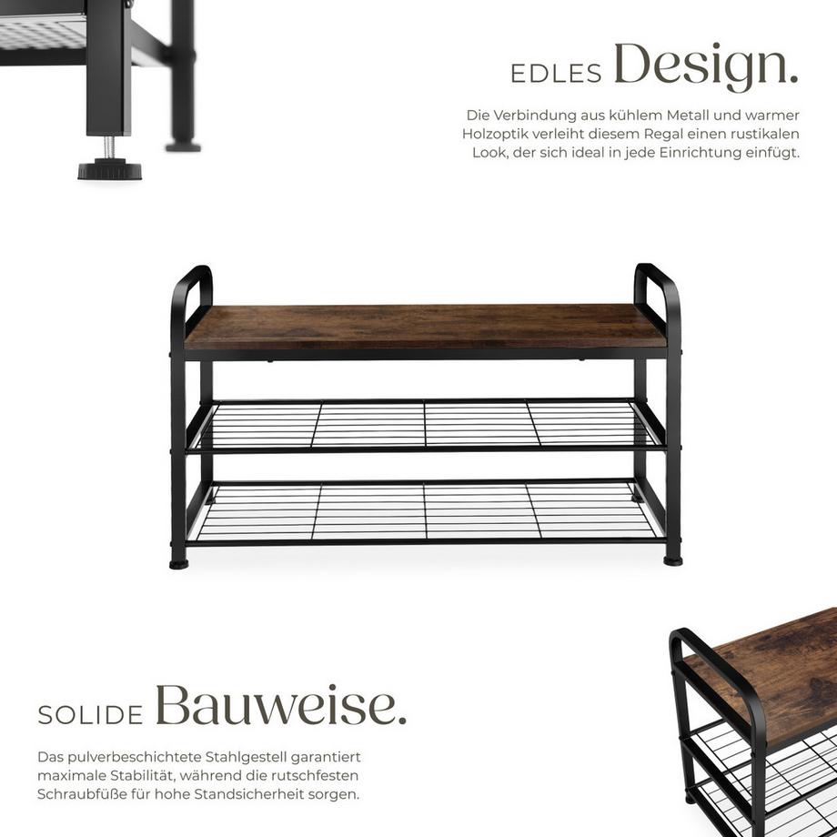 Tectake Schuhregal Southampton Industrial Style Holz und Stahl  