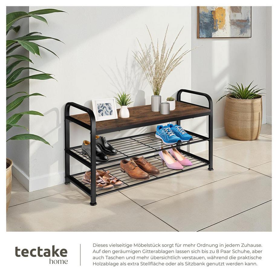 Tectake Schuhregal Southampton Industrial Style Holz und Stahl  