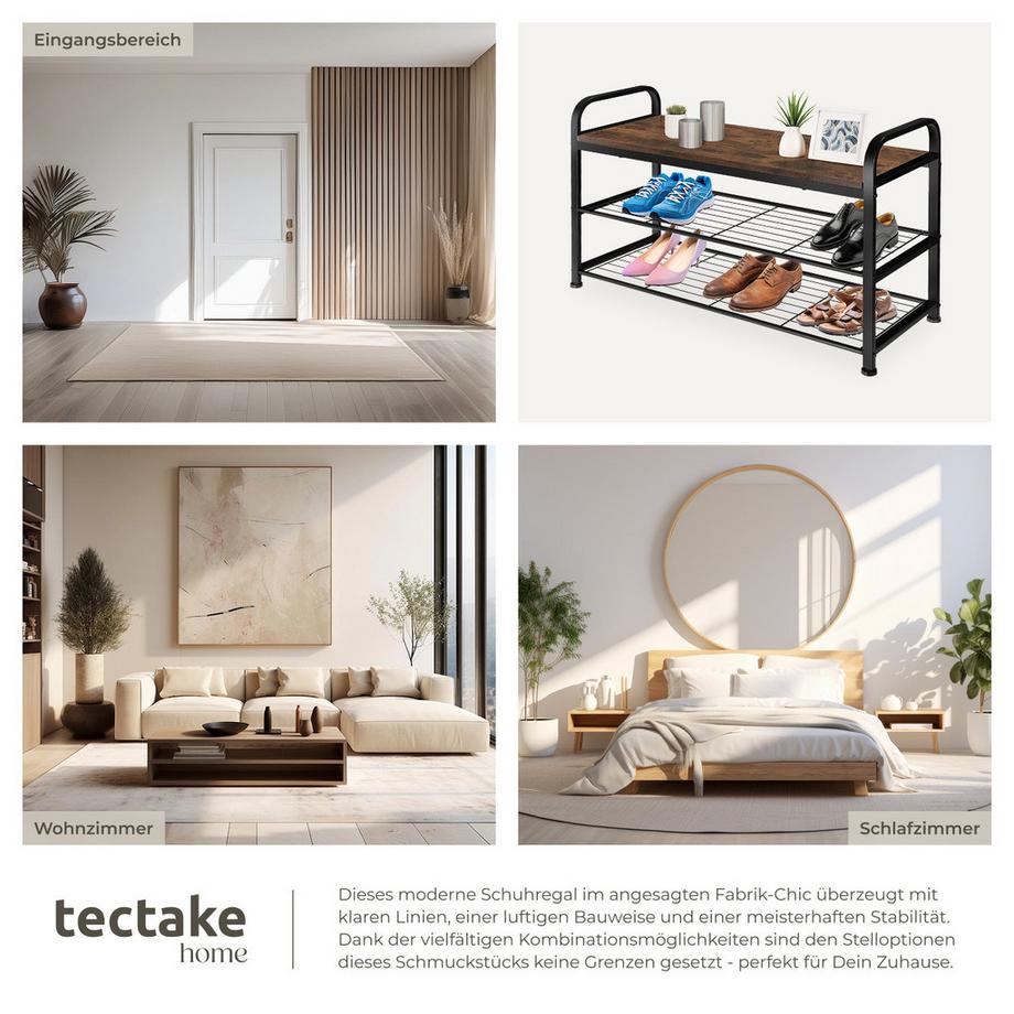 Tectake Étagère à chaussures SOUTHAMPTON style industriel  