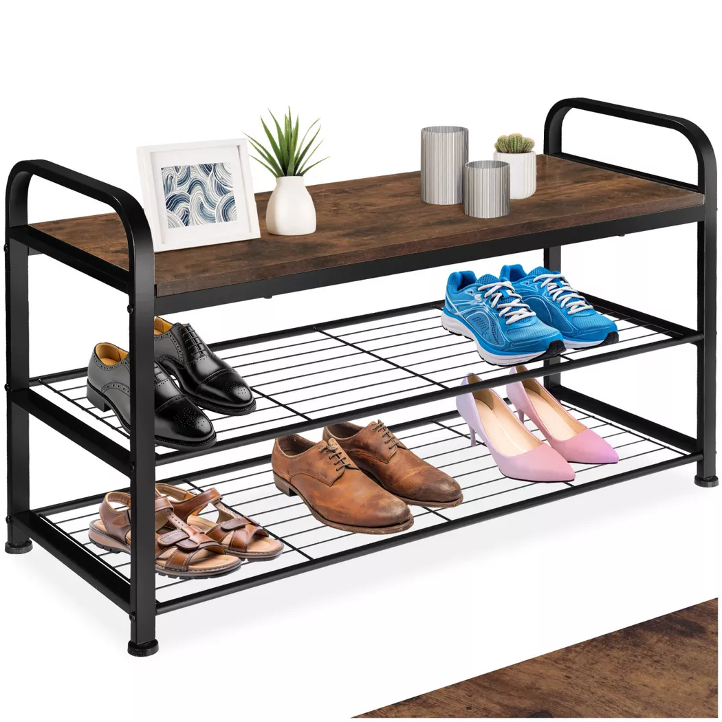 Tectake - Schuhregal Southampton Industrial Style Holz und Stahl, 91cm, Braun