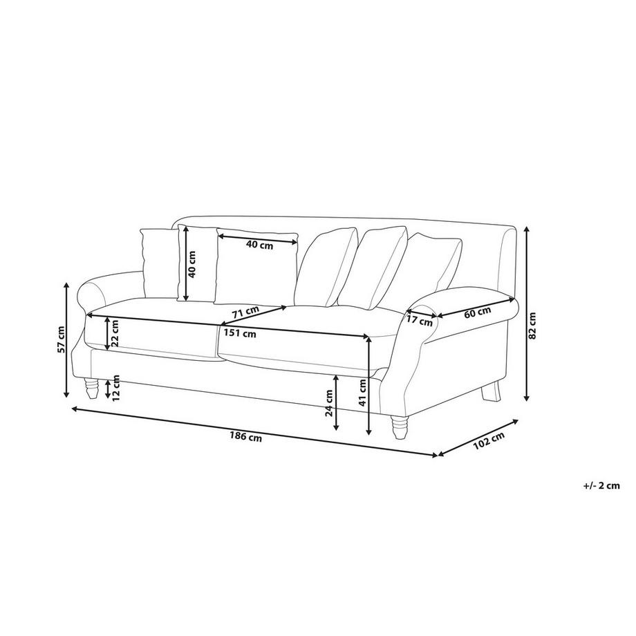 Beliani Canapé 2 places en Tissu Glamour EIKE  