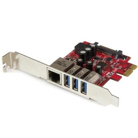 STARTECH.COM  Scheda Espansione PCI Express USB 3.0 a 3 porte con UASP + Gigabit Ethernet 