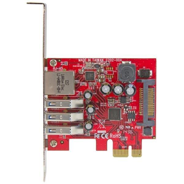 STARTECH.COM  3 Port PCI Express USB 3.0 Karte mit Gigabit Ethernet 