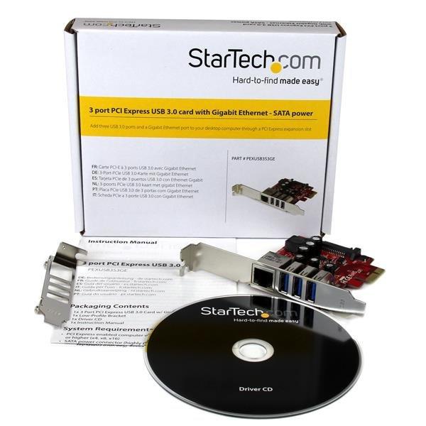 STARTECH.COM  Carte PCI Express à 3 ports USB 3.0 et 1 port Gigabit Ethernet avec UASP 