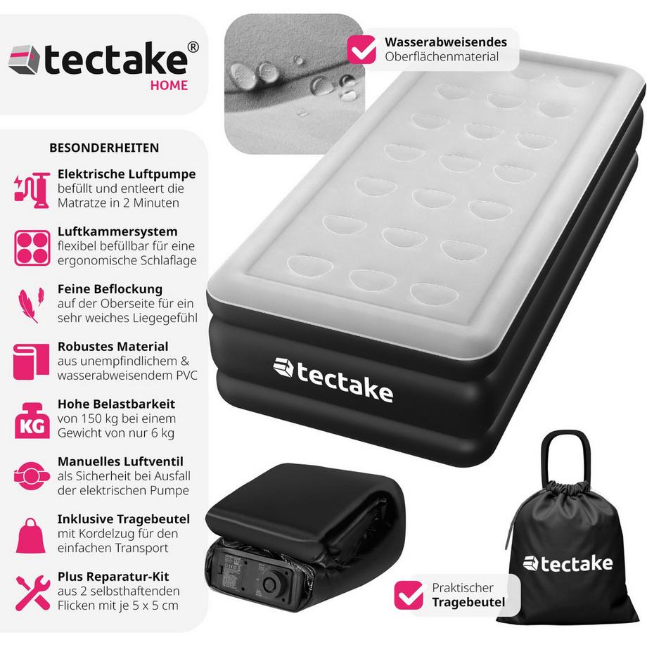 Tectake Matelas Gonflable AirDreams avec Pompe Électrique  