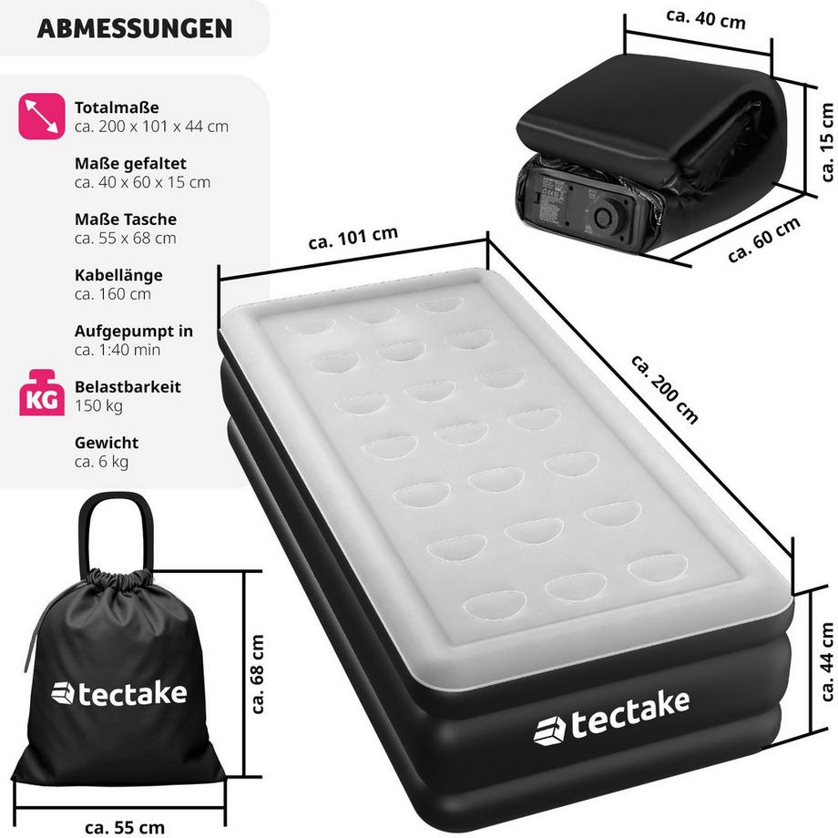 Tectake Matelas Gonflable AirDreams avec Pompe Électrique  
