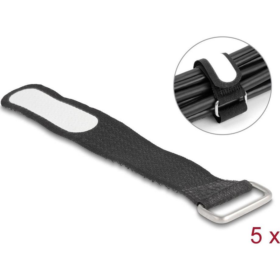 DeLock  Fascetta a strappo per cavi con occhiello e linguetta per etichetta da L 127 x L 20 mm nero 5 pezzi 