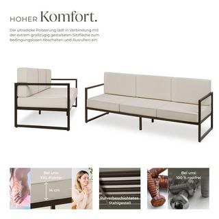 Tectake Canapé lounge de jardin COMOSA épaisseur du coussin de dossier 14 cm  