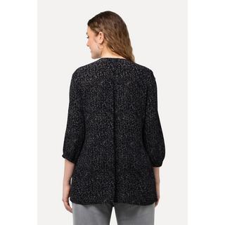 Ulla Popken Blusa Smock Pois Linea A Scollo Rotondo Maniche 3/4  