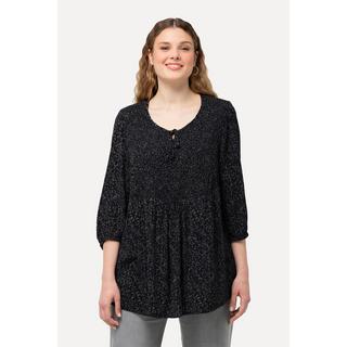 Ulla Popken Blusa Smock Pois Linea A Scollo Rotondo Maniche 3/4  
