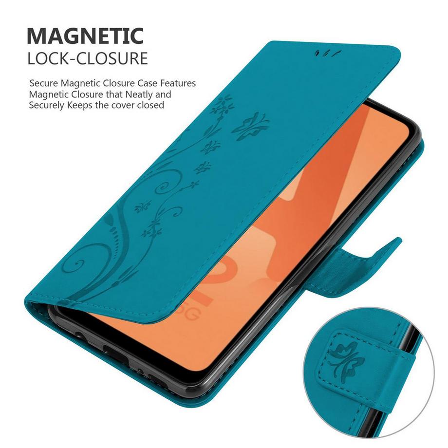 Cadorabo  Housse compatible avec Samsung Galaxy A32 5G - Coque de protection au design floral avec fermeture magnétique, fonction de support et emplacements pour cartes 