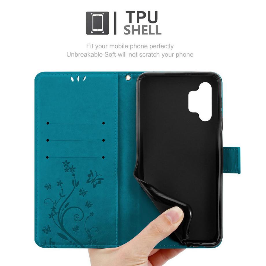 Cadorabo  Housse compatible avec Samsung Galaxy A32 5G - Coque de protection au design floral avec fermeture magnétique, fonction de support et emplacements pour cartes 
