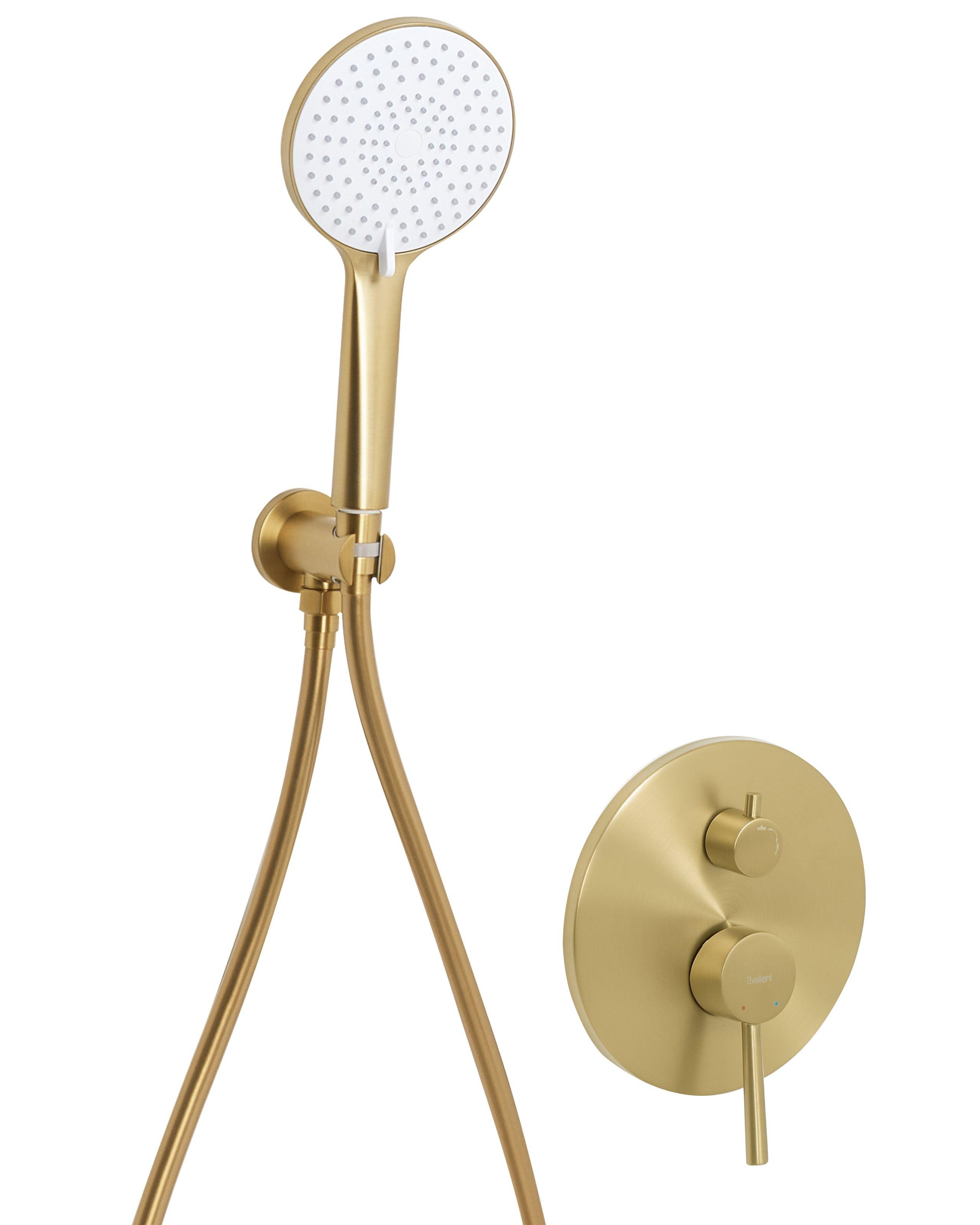 Beliani Set doccia da incasso con soffione a pioggia en Ottone Moderno PUELO  