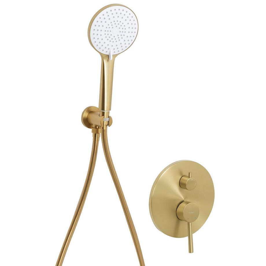 Beliani Set doccia da incasso con soffione a pioggia en Ottone Moderno PUELO  