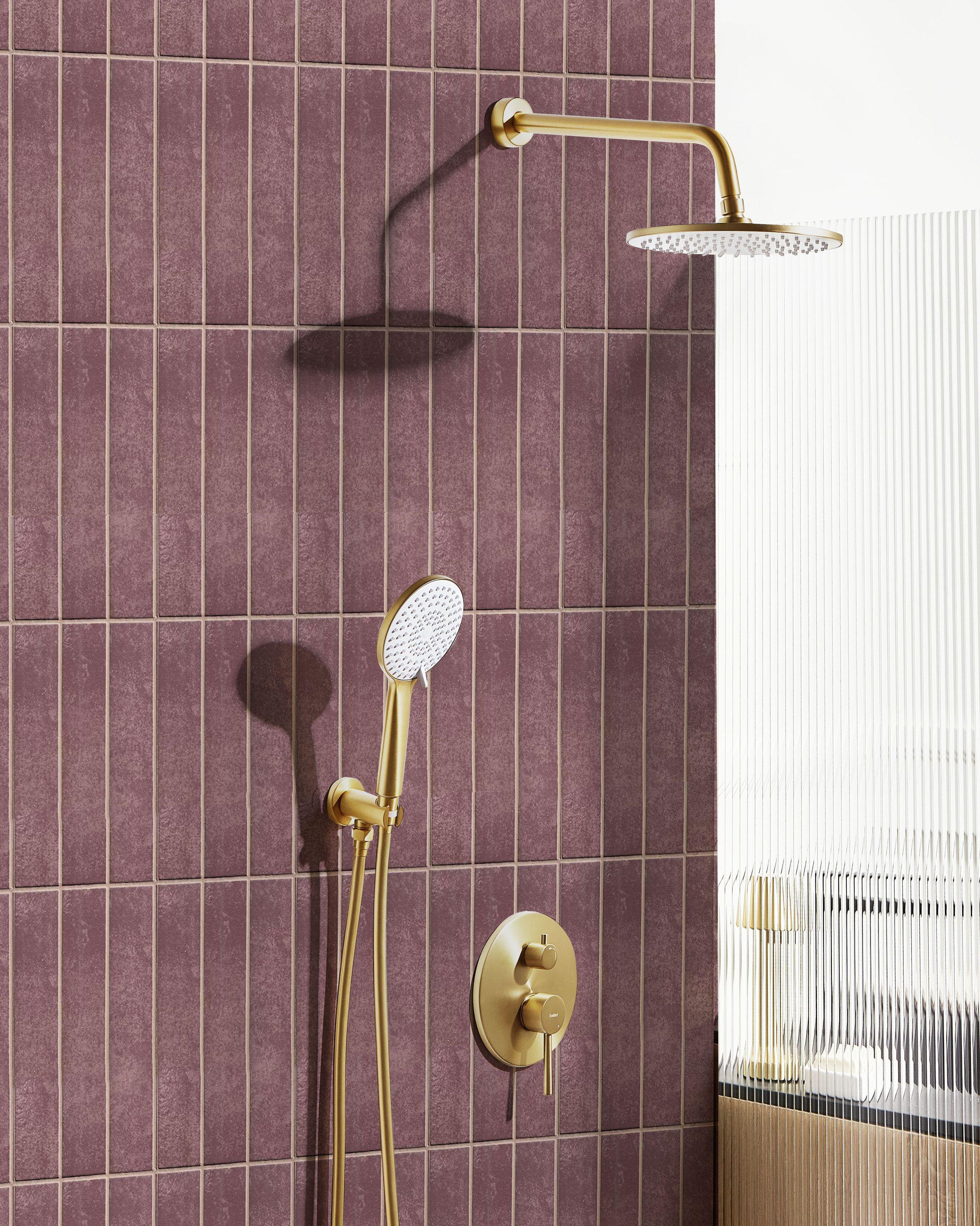 Beliani Set doccia da incasso con soffione a pioggia en Ottone Moderno PUELO  