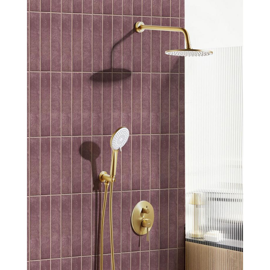 Beliani Set doccia da incasso con soffione a pioggia en Ottone Moderno PUELO  